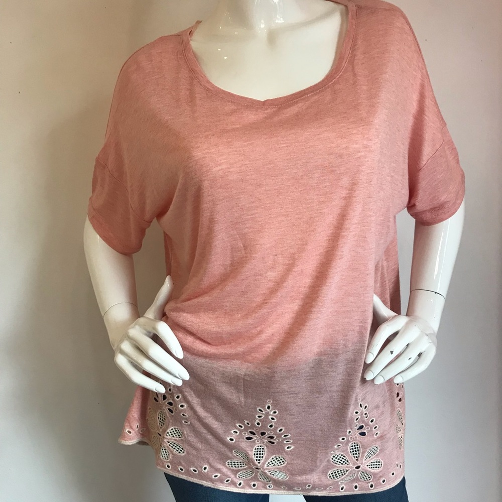 Short Sleeve Top with Embroidered Detail